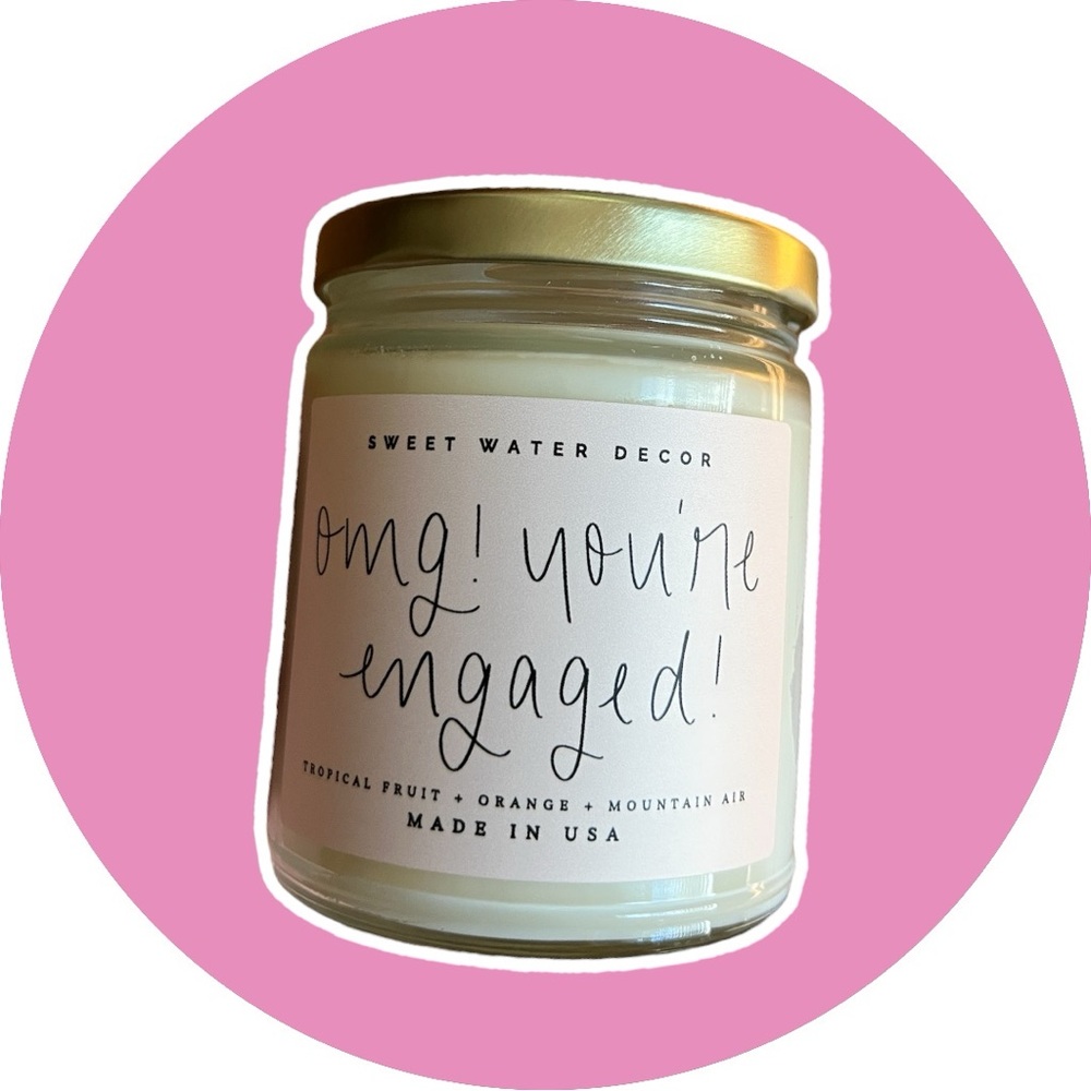 🕯️SWEET WATER DECOR: “Omg! You’re engaged!” brand new small candle in box.